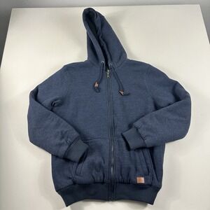 Buffalo David Bitton Mens Jacket‎ Sherpa Lined Hoodie Full Zip Blue Mens Large